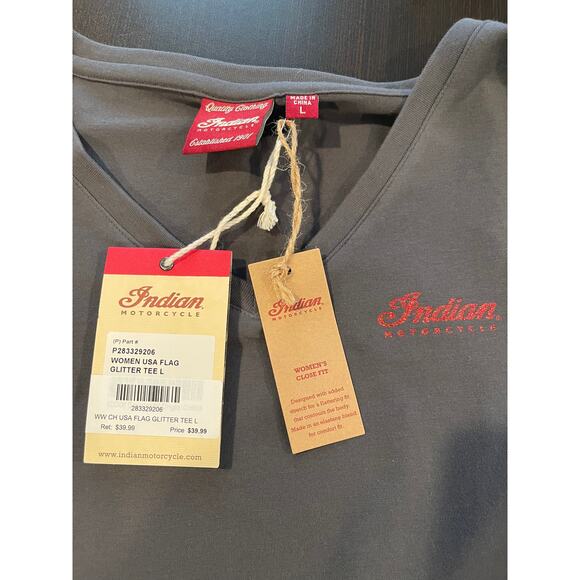 Indian Motorcycle Patriotic Glitter Gray T-Shirt Large - Picture 6 of 10